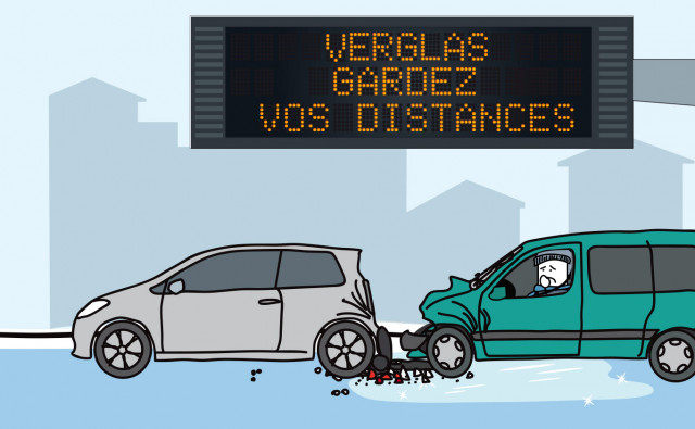 Accident à cause d'une plaque de verglas